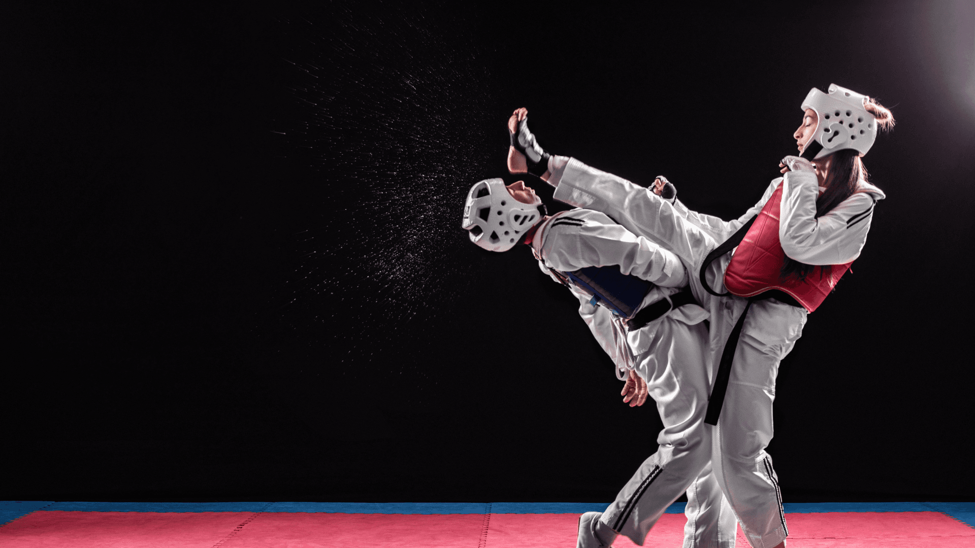 Taekwondo athletes in action